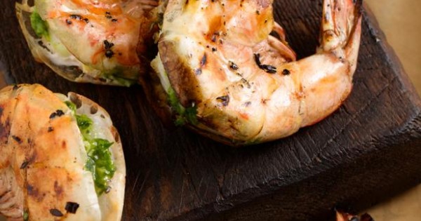 Jumbo Shrimp Stuffed with Cilantro and Chiles