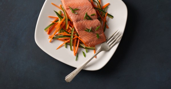 Poached Salmon with Tangy Asian Vegetables