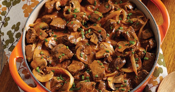 Beef Stroganoff in rosé sauce