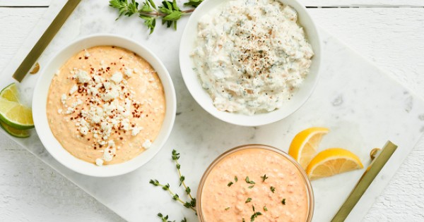 Feta Cheese and Sour Cream Dip, 3 Ways