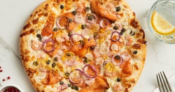 Smoked Salmon and Nordic Shrimp Pizza