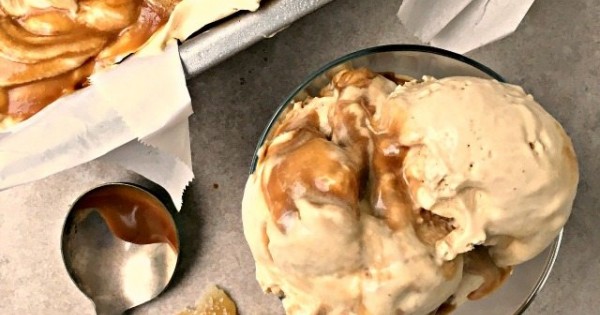 Double Ginger Caramel Swirl No Churn Ice Cream