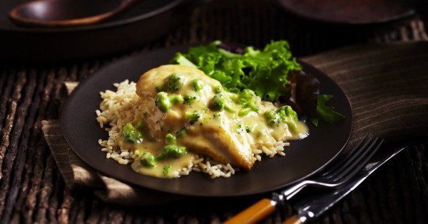 Chicken with Cheddar Broccoli Sauce