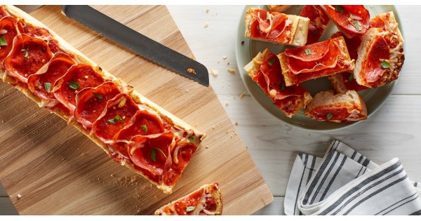 French Bread Pizzas with Mozzarella and Pepperoni