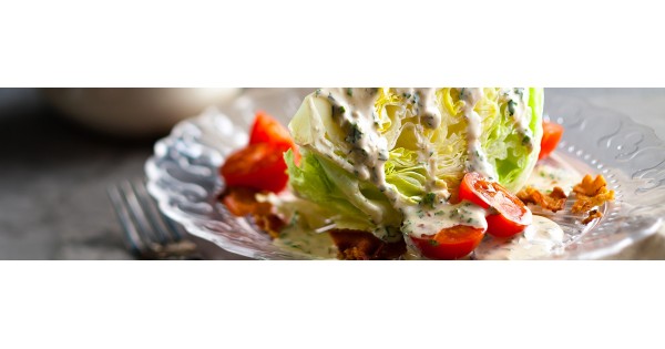 Ranch Salad Dressing on Iceberg Lettuce with Bacon