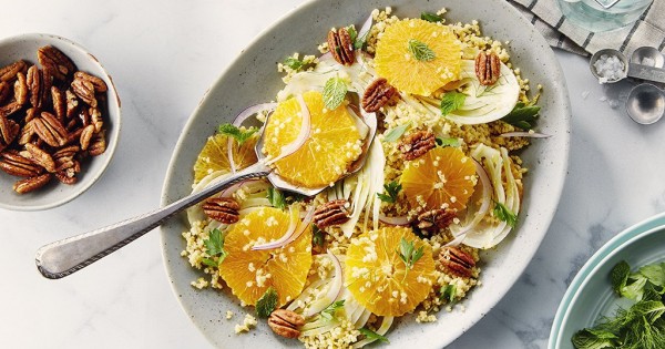 Shaved Fennel, Orange, Candied Pecans and Toasted Millet