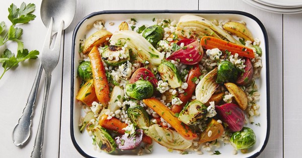 Roasted Vegetable, Gorgonzola, Pearl Barley Salad