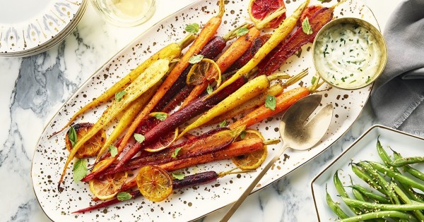 Roasted Curried Carrots with Herb Yogurt Sauce