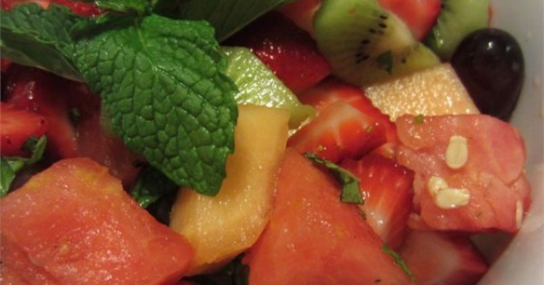 Summer Fruit Salad with a Lemon, Honey, and Mint Dressing