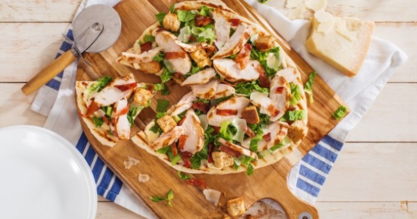 Grilled Chicken Caesar Salad Pizza