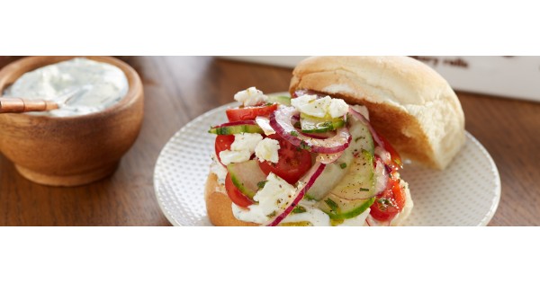 Greek Salad Rolls with Tzatziki Sauce