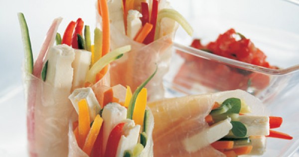 Feta Spring Rolls with Salsa