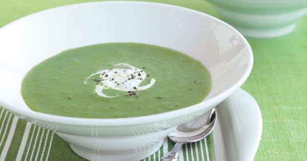 Roasted Asparagus Soup with Tzatziki