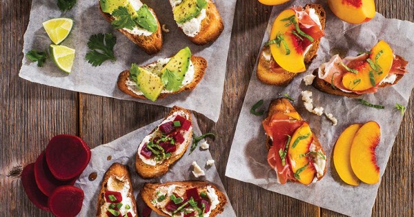 Goat cheese bruschetta trio