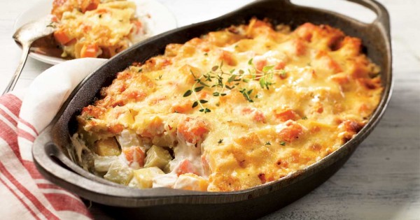 Root vegetables au gratin
