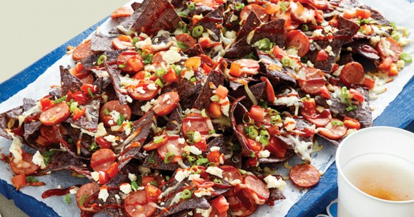 Feta & sausage nachos