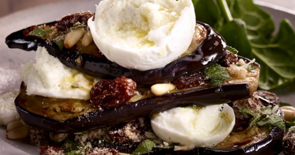 Grilled Layered Eggplant with Mozzarina di Bufala