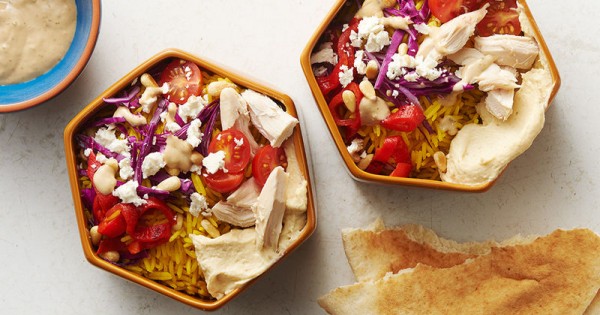 Mediterranean Chicken Pita Bowls