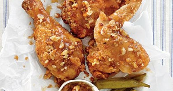 "Man Catching" Fried Chicken with Honey-Pecan Glaze