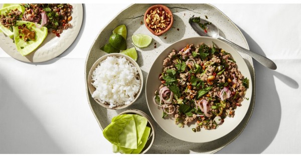 Spicy Larb with Cabbage Cups