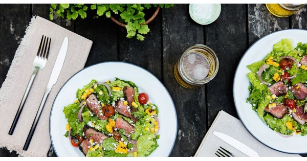 Chipotle-Coffee Steak Salad With Grilled Corn and Tomatoes