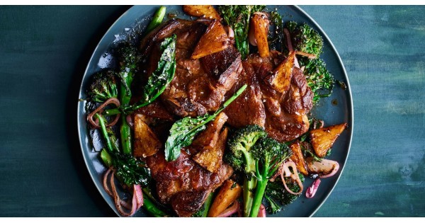 Pork Shoulder With Pineapple and Sesame Broccoli