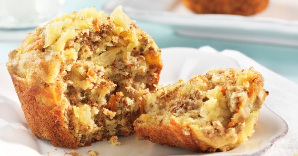 Pineapple Carrot Ginger Bran Muffins