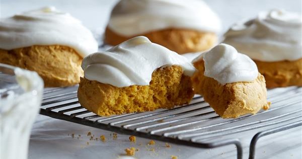 Big Soft Pumpkin Cookies with Cream Cheese Frosting