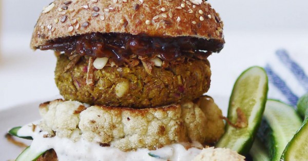 All-Bran* Indian-Inspired Chickpea Burgers with Crispy Onions