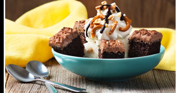 Peanut and Pretzel Chocolate Sundae