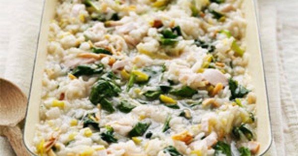 Oven-Baked Chicken and Spinach Risotto