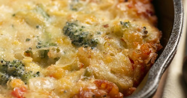 Cheese and Broccoli Cornbread Skillet