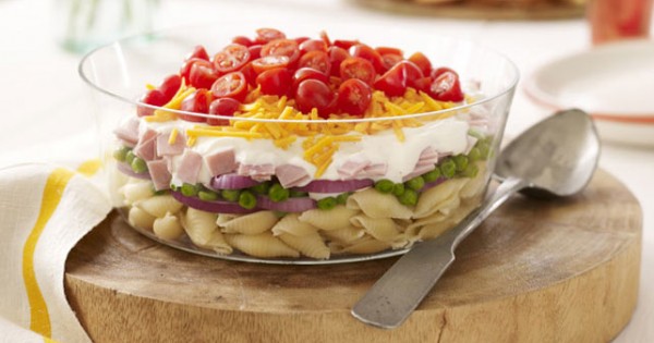 Layered Ham and Cheese Salad