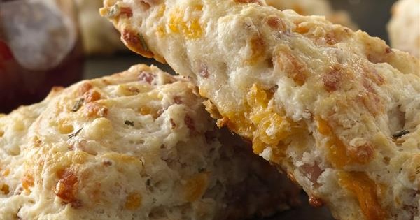 Ham and Cheddar Scones with Rosemary Cherry Sauce