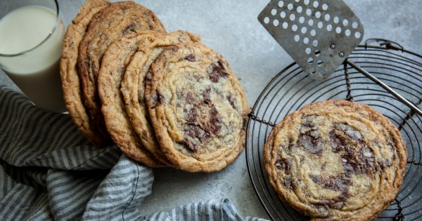 Giant Crinkled Chocolate Chip Cookies