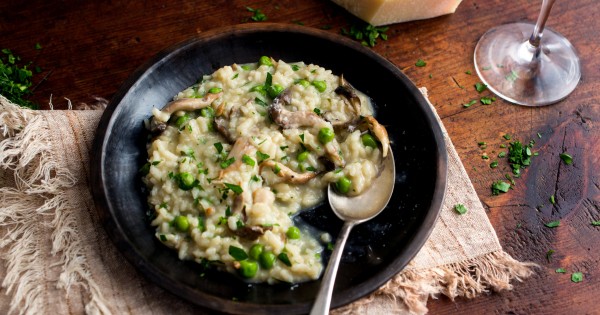 Mushroom Risotto With Peas