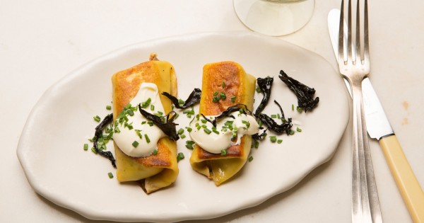 Chicken Blintzes with Wild Mushrooms