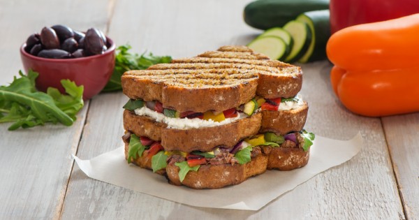 Grilled Veggie Triple Decker Sandwich