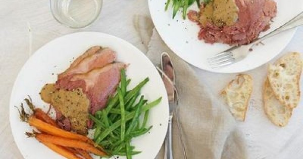 Slow Cooker Corned Beef with Mustard Sauce