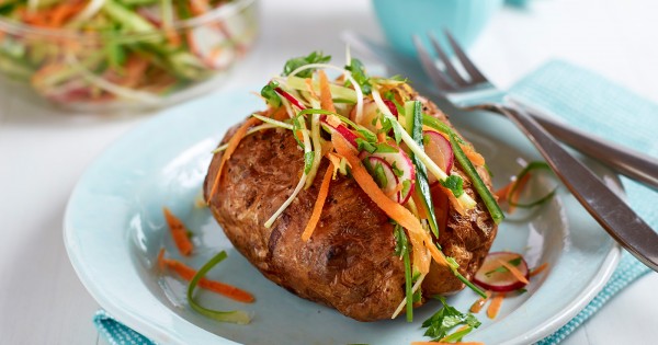 Jacket potato with tangy Asian slaw