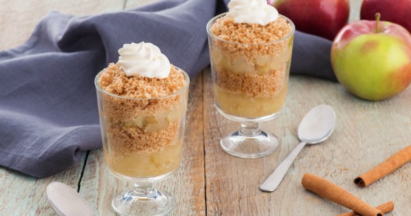 Sautéed Apples and Cinnamon-Crumb Parfait with Whipped Cream