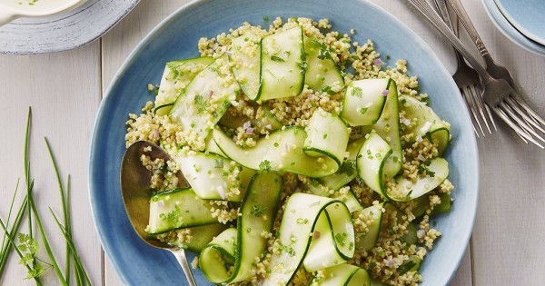 Zucchini Ribbons, Millet, and Pine Nuts with Herb Dressing