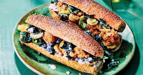 Fried Oyster Po'Boys with Kale and Tartar Sauce