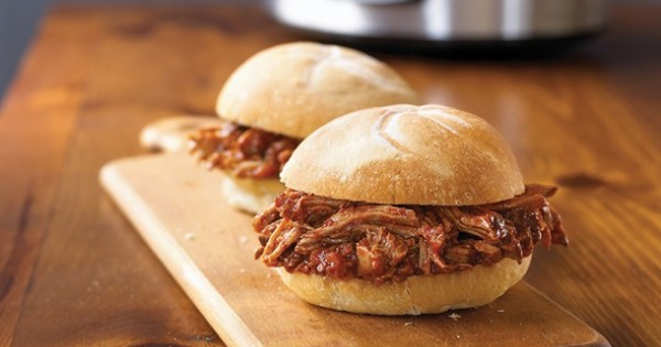 Slow Cooker Smokey Applewood Pulled Pork Sandwiches