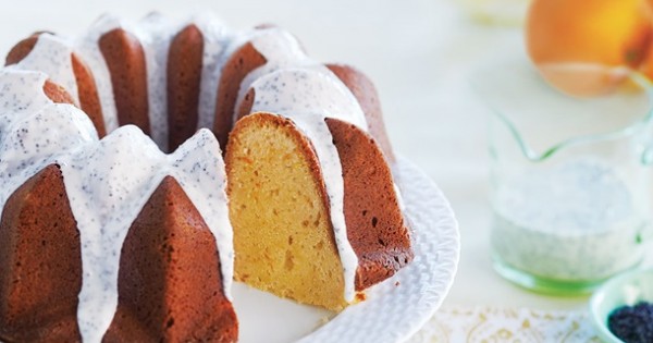 Orange Pound Cake with Poppy Seed Glaze