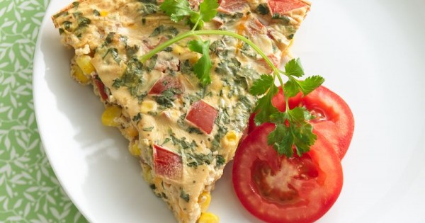 Corn, Cheddar and Tomato Quiche