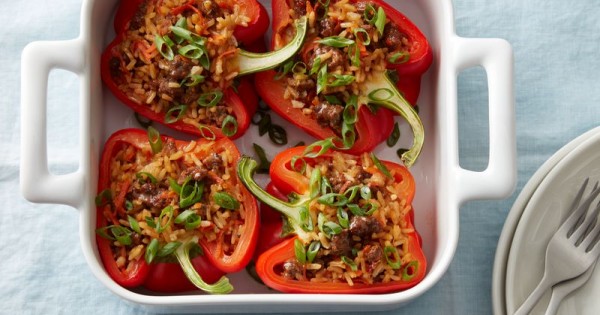 Teriyaki Beef Stuffed Peppers (Cooking for 2)
