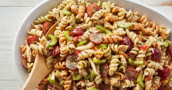Chicken Pasta Salad with Grapes and Poppy Seed Dressing