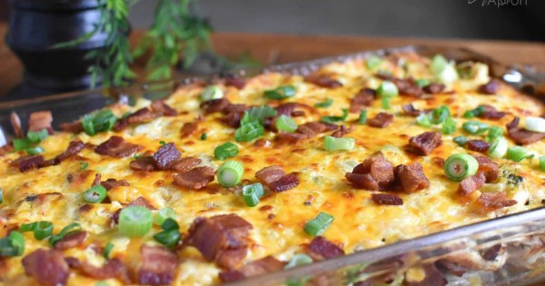 Loaded Baked Potato Casserole with Chicken for a Crowd