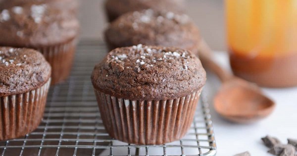 Double Chocolate Salted Caramel Muffins